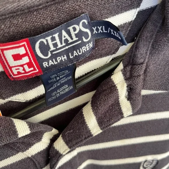 SOLD Chaps Ralph Lauren Navy Striped Polo - Picture 2 of 2